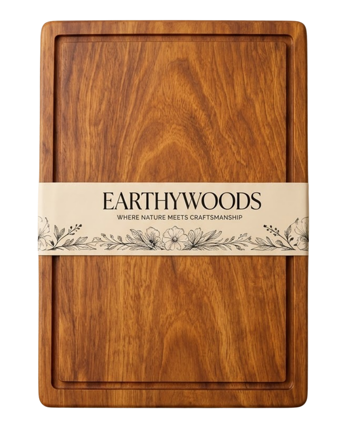Premium Teak Wood Chopping Board, 15 x 10 x 1.5 Inch by Earthy Woods - product photo