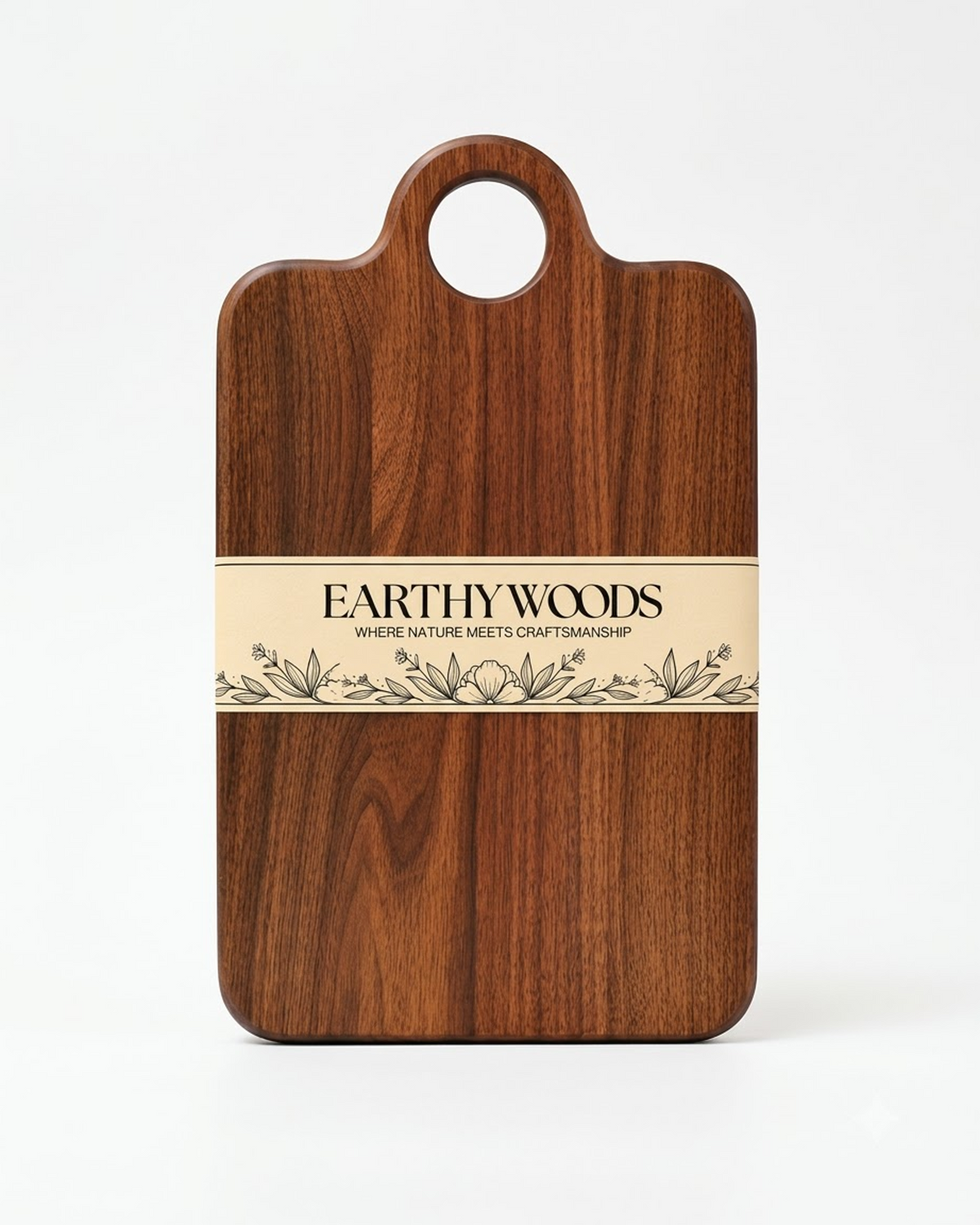 Indian Rosewood Chopping Board with Handle, 15 x 10 x 1 Inch by Earthy Woods - product photo