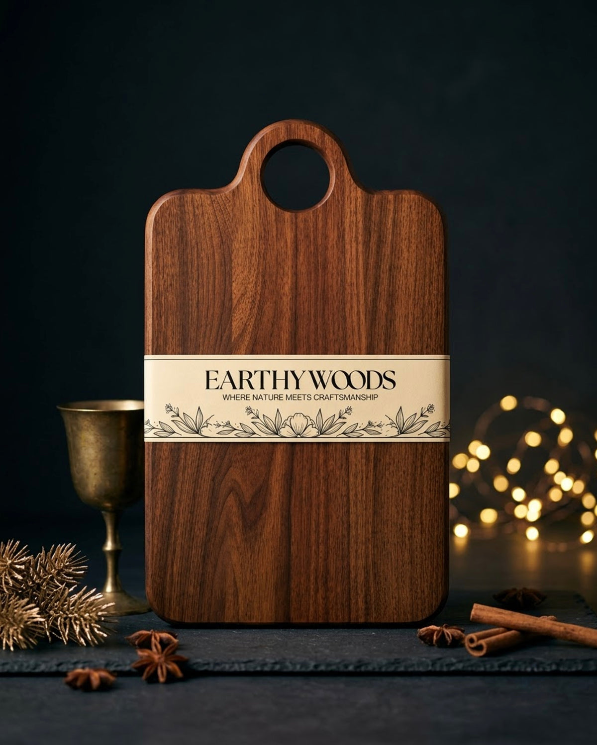 Indian Rosewood Chopping Board with Handle, 15 x 10 x 1 Inch by Earthy Woods - wooden board photograph