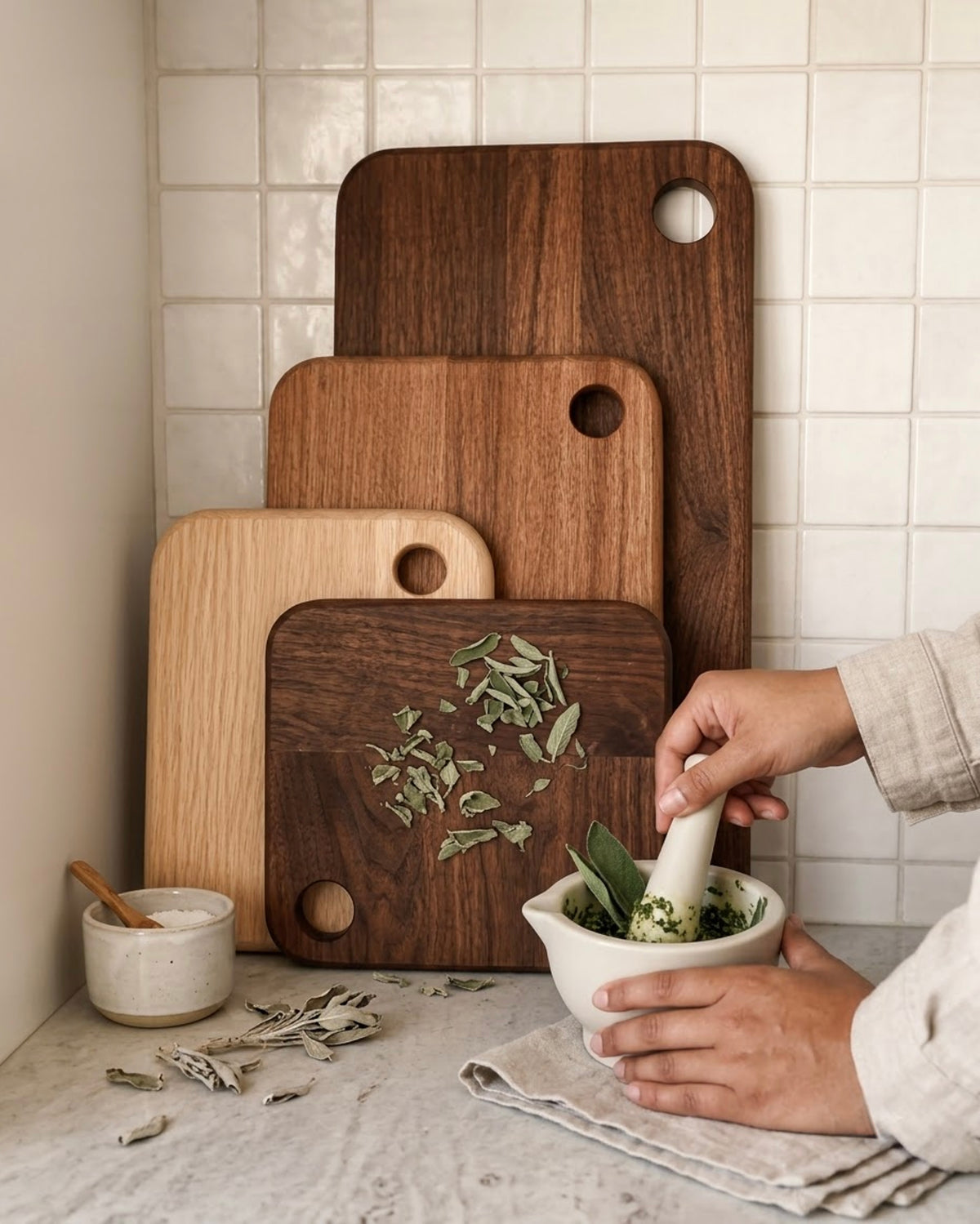 Earthy Woods Wooden Chopping Board Set of 3, Teak & Indian Rosewood - additional product photo