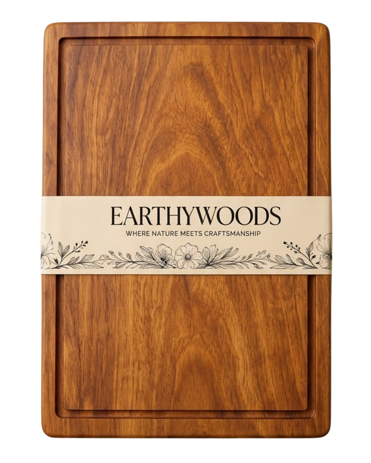Premium Teak Wood Chopping Board, 15 x 10 x 1.5 Inch by Earthy Woods - product photo