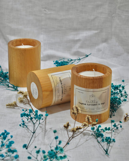 Pine Wood Round Candles set of 3