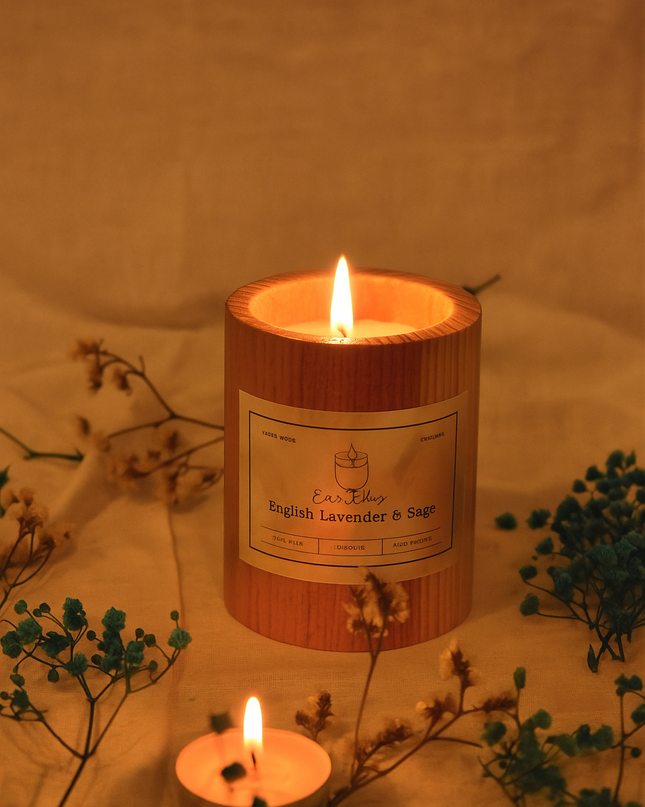 Pine Wood Candle Turkish Rose