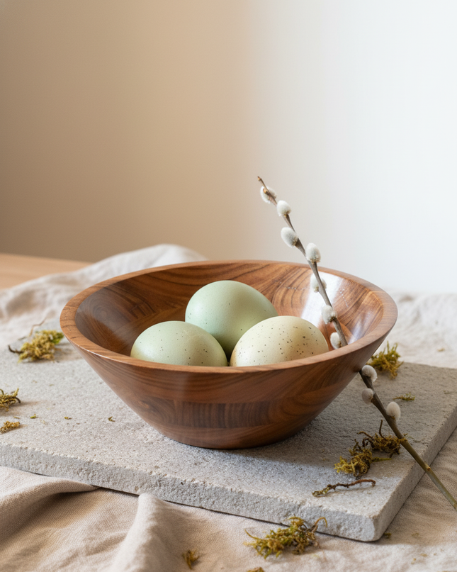 Handcrafted Natural Wood Serving Bowl – Premium Wooden Salad & Fruit Bowl