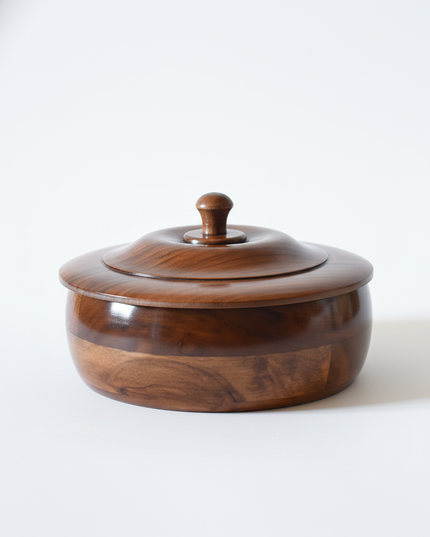 Handcrafted Wooden Roti Box with Lid – Premium Chapati Storage Container | Multipurpose Kitchen Storage Bowl