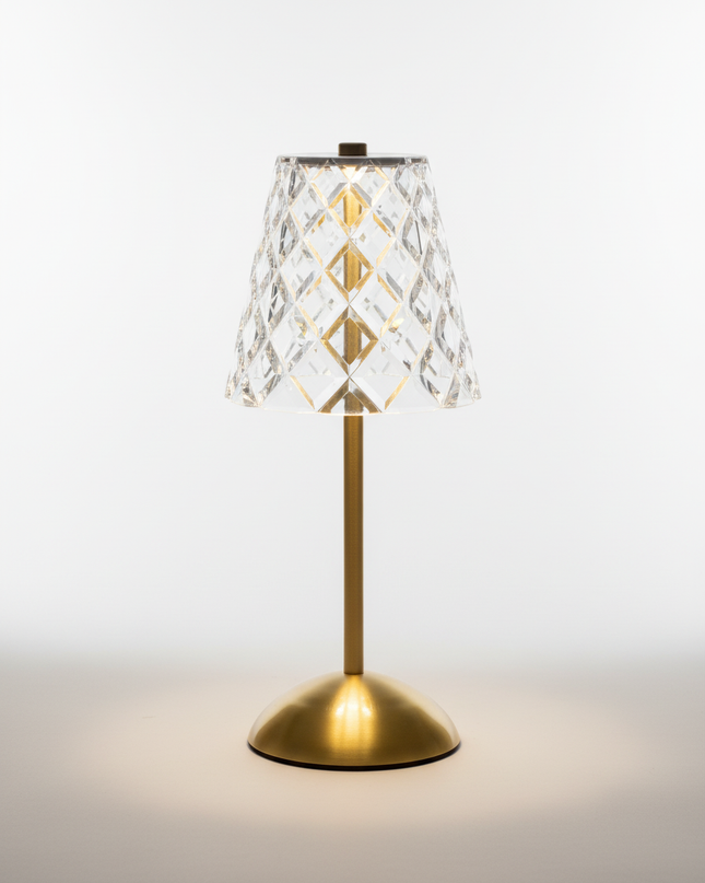 Cordless Touch Table Lamp with Brass Stand – Rechargeable LED Lamp with 3 Light Modes | Premium Decorative Bedside & Dining Lamp