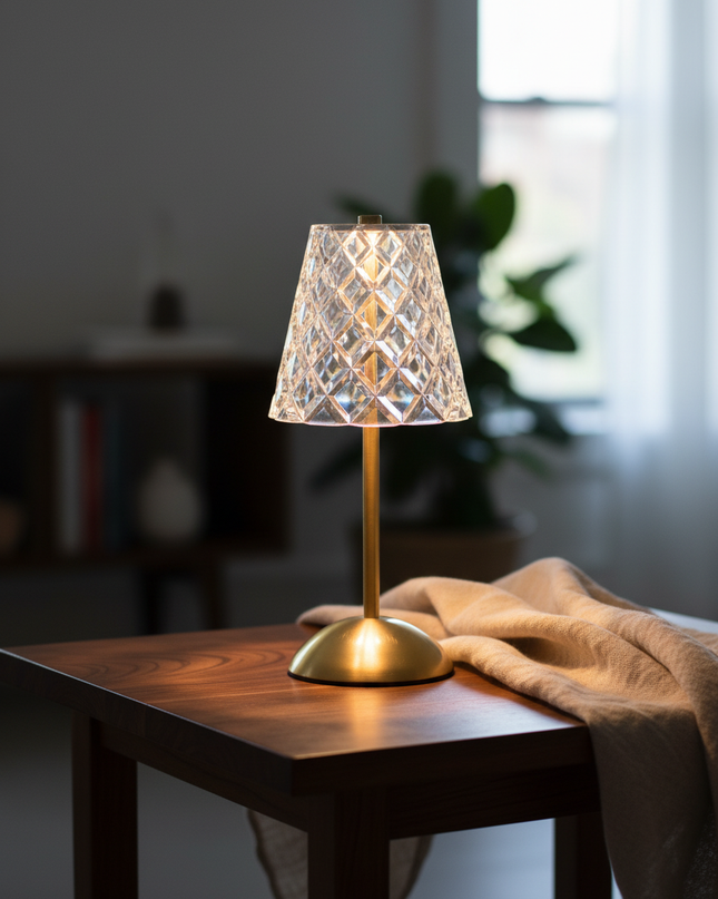 Cordless Touch Table Lamp with Brass Stand – Rechargeable LED Lamp with 3 Light Modes | Premium Decorative Bedside & Dining Lamp
