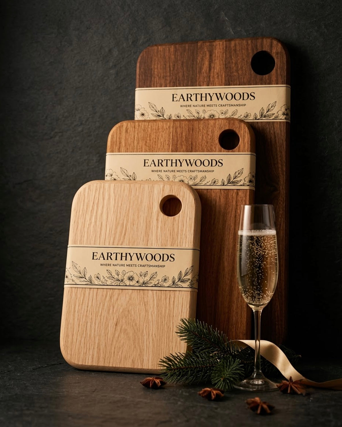 Wooden Chopping Board Set of 3, Teak & Indian Rosewood by Earthy Woods - another product view