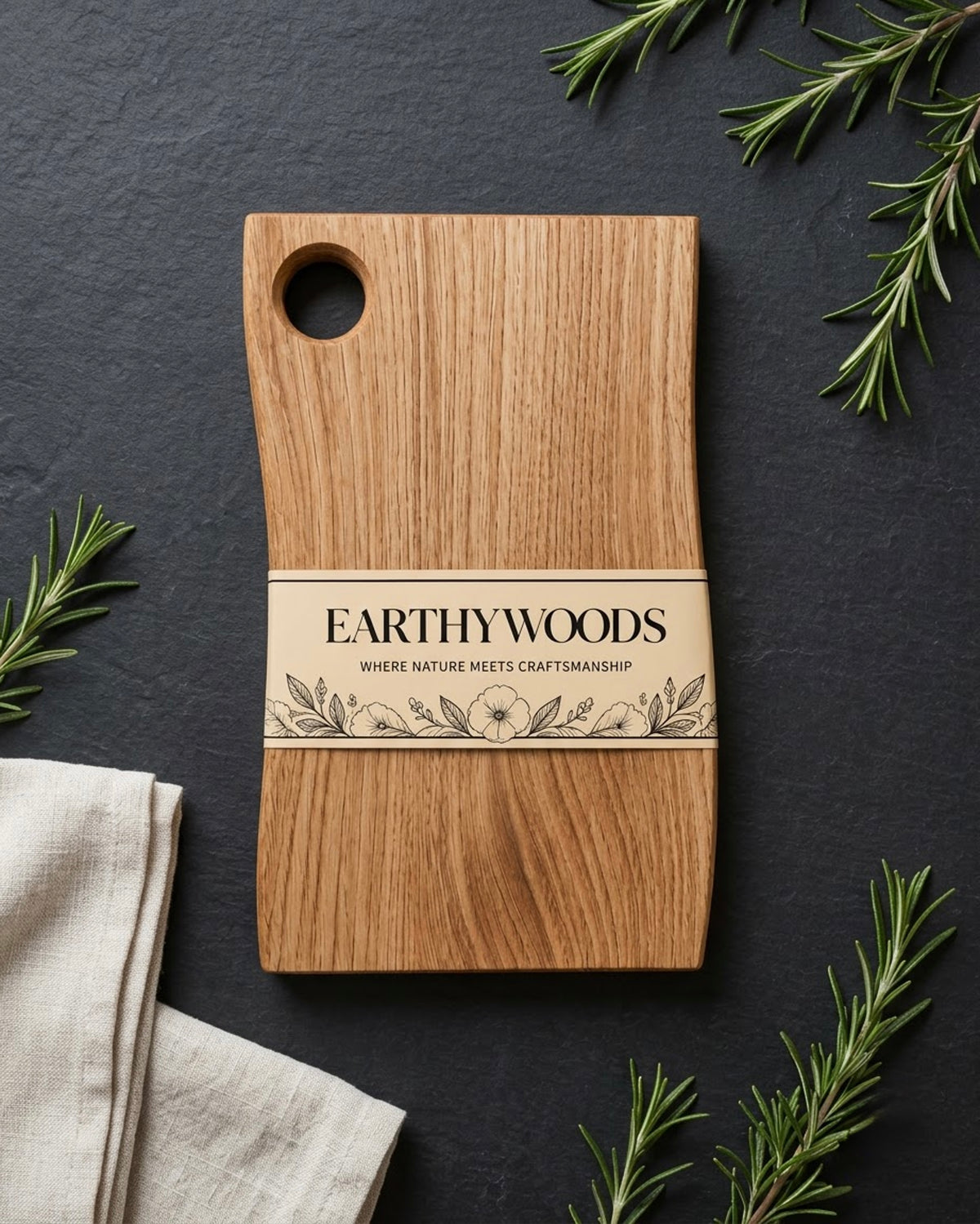 Teak Wood Chopping Board with Round Hole, 15 x 10 x 1 Inch by Earthy Woods - another product view