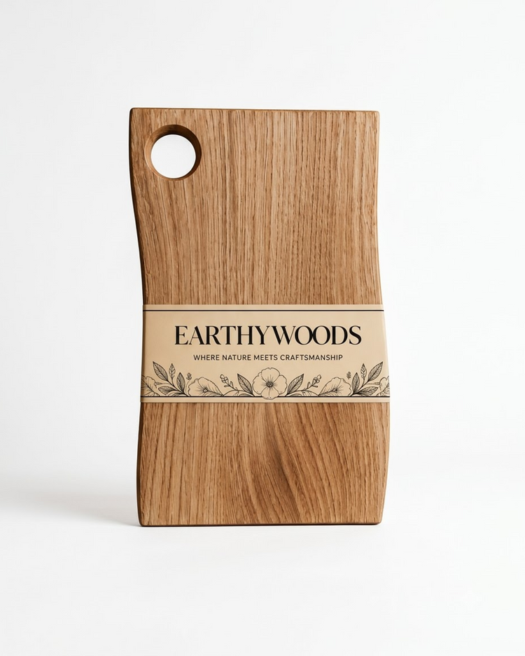 Teak Wood Chopping Board with Round Hole, 15 x 10 x 1 Inch by Earthy Woods - product photo