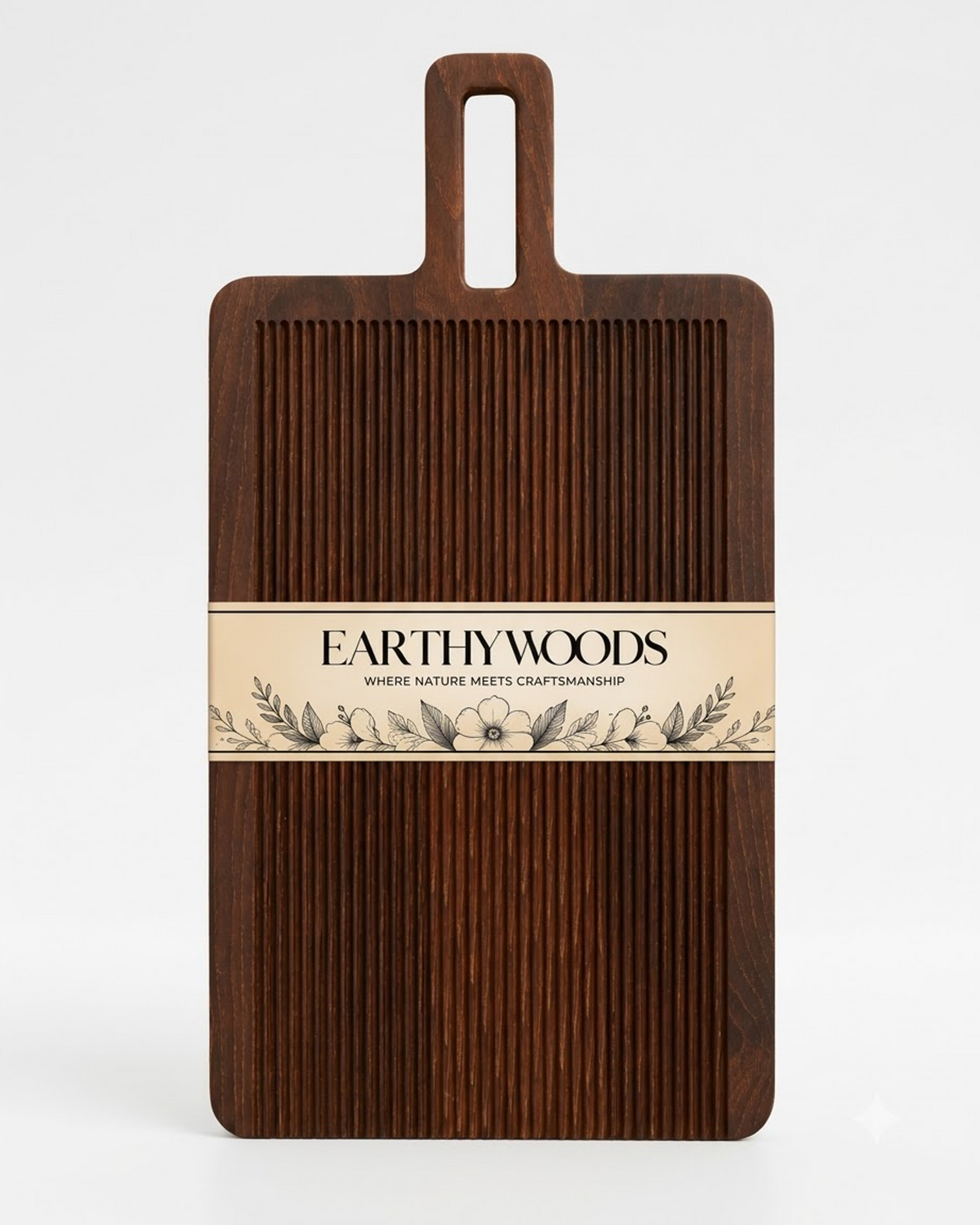 Grooved Indian Rosewood Chopping Board with Handle, 15 x 10 x 1.5 Inch by Earthy Woods - product photo