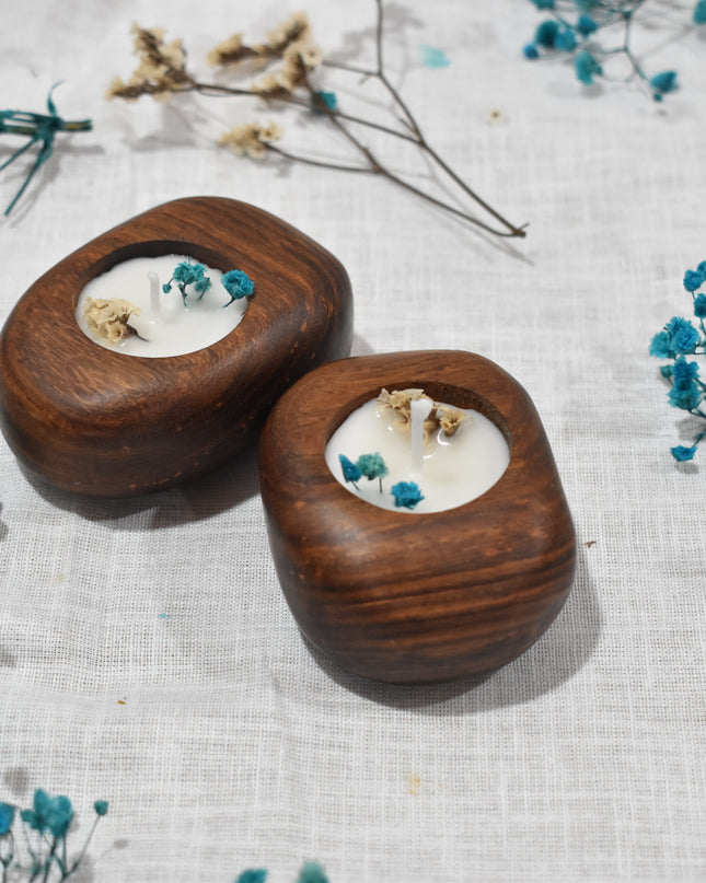 Rosewood Candle Set of 2 – Handcrafted Elegance with Natural Charm