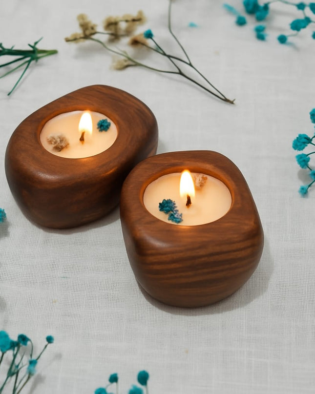 Rosewood Candle Set of 2 – Handcrafted Elegance with Natural Charm