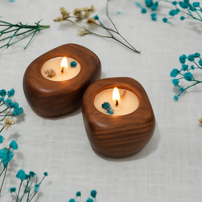 Rosewood Candle Set of 2 – Handcrafted Elegance with Natural Charm